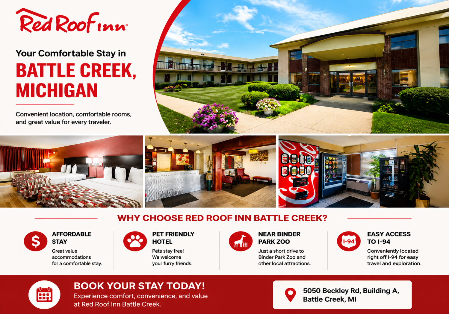 Places to Stay in Battle Creek MI: Discover Red Roof Inn Battle Creek